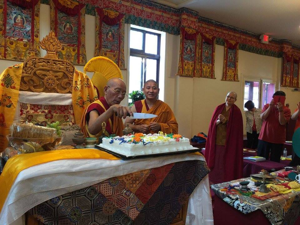 Buddhist temple interior with statue